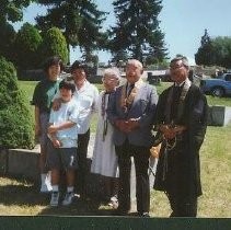 Tule Lake Linkville Cemetery Project 1989: Participants and Priests Pose for Photos
