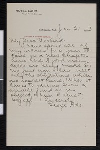 George Ade, letter, 1913-01-21, to Hamlin Garland