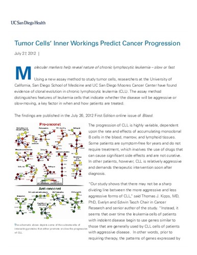 Tumor Cells' Inner Workings Predict Cancer Progression