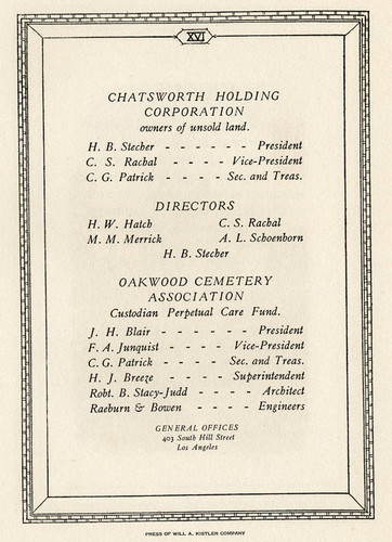 Oakwood Cemetery at Chatsworth, circa 1920-1935