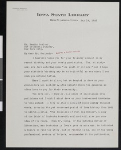 Johnson Brigham, letter, 1926-05-19, to Hamlin Garland
