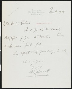 John Galsworthy, letter, 1929-06-14, to Hamlin Garland