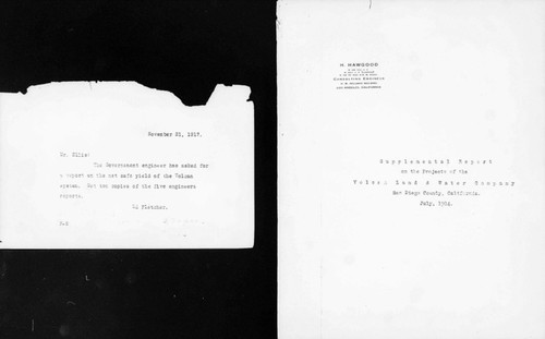 Hawgood, H - Supplemental Report on the Projects of the Volcan Land & Water Co
