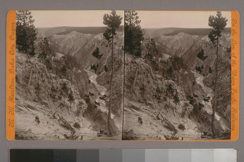 (Grand Canyon of the Yellowstone, Yellowstone National Park, Wyoming; on verso.) Place of publication: Baker City, Oregon. Photographer's series: On the Line of the Union Pacific Railway