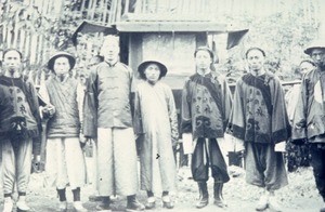 Chinese soldiers standing alongside a man of importance, Changde, Hunan, China, ca.1898-1910