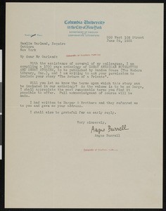 Angus Burrell, letter, 1935-06-24, to Hamlin Garland
