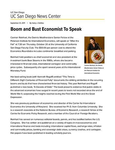 Boom and Bust Economist To Speak