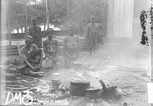 Group of women preparing food, Africa, ca. 1896-1897