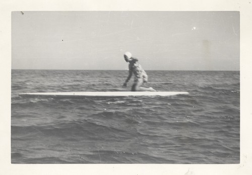 Sally Coen surfing at Cowell's
