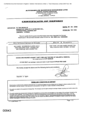 [Certificate of deposit from Banque Libano-Francaise SAL to L Atteshlis Bonded Stores Ltd on Sovereign Classic Gold]