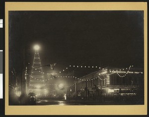 View of Santa Clara Street at night in San Jose, California, September, 1907