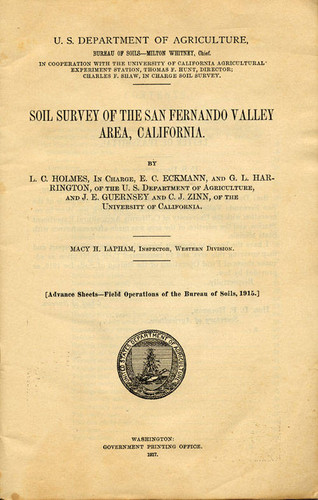 Soil survey of the San Fernando Valley Area, Calif., 1917
