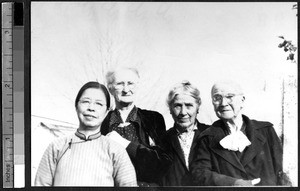 Three women missionaries and their Chinese colleague, Fujian, China, ca.1935