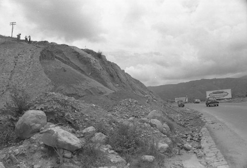 Soil erosion along a road, Bucaramanga, Colombia, 1975