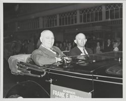 Frank F. Merriam, Governor of California and driver in the 1947 Admissions Day Parade in Santa Rosa, California