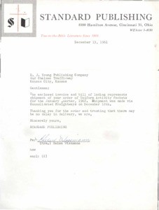 Letter, 1961 Dec. 13, to D.J. Young Publishing Company