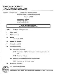 Agenda and meeting notice--Sonoma County Commission on AIDS, February 8, 1995