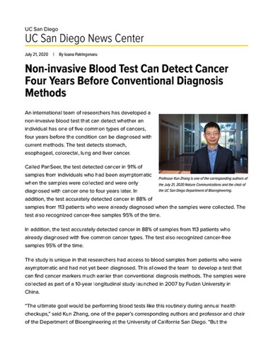 Non-invasive Blood Test Can Detect Cancer Four Years Before Conventional Diagnosis Methods