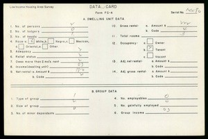 WPA Low income housing area survey data card 121, serial 14480
