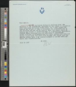 Stewart Edward White, letter, 1937-07-10, to Hamlin Garland