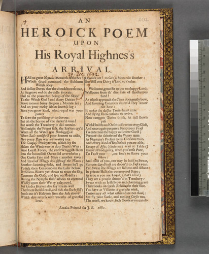 An heroick poem upon His Royal Highnes's arrival