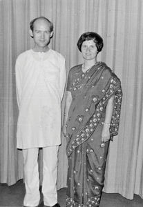 DSM Missionaries, Elsebeth and Jens Fischer-Nielsen dressed up in the Bangladeshi party clothes