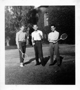 Three men with rackets
