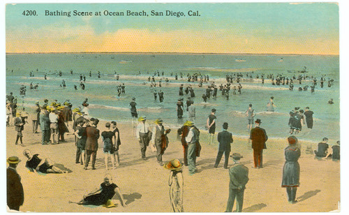 Bathing Scene at Ocean Beach, San Diego, California
