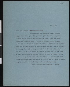 Hamlin Garland, letter, 1916-04-04, to Jasper Ewing Brady