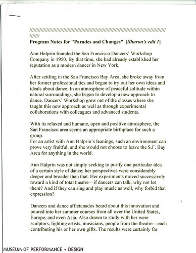Program Notes for "Parades and Changes"