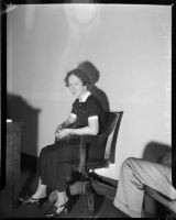 Cult victim Delight Jewett in the office of U.S. Attorney Fleet Palmer, Los Angeles, 1937