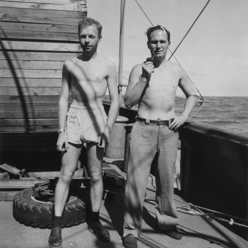 Alan C. Jones and Edwin Lee Hamilton on deck of R/V Horizon