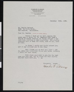 Charles Gibbs Adams, letter, 1933-12-28, to Hamlin Garland
