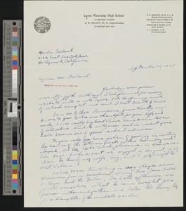 Charles F. Van Cleve, letter, 1935-09-17, to Hamlin Garland