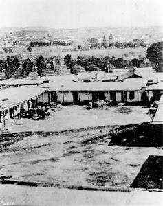 Ocampo Plaza--sports arena in the Los Angeles Plaza, ca.1875-1880