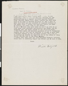 Will Rogers, letter