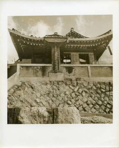 Korean pavilion or temple in dilapidated state