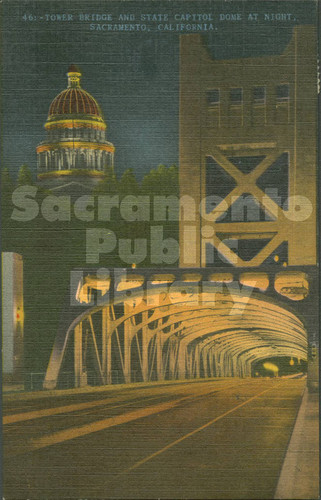 Tower Bridge and State Capitol Dome at Night, Sacramento, California