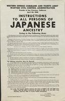 Internment Poster/Broadside: "Instructions to All Persons of Japanese Ancestry," 1942