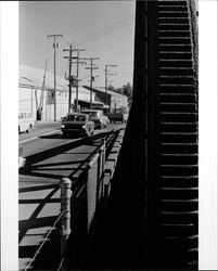 Looking west across D Street Bridge, Petaluma, California, 1973