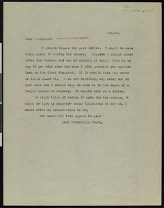 Hamlin Garland, letter, to Publisher