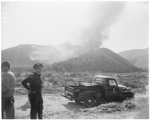 Fire at Dry Canyon 3 miles North East of Saugus, 1953