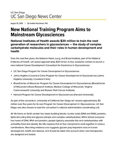 New National Training Program Aims to Mainstream Glycosciences