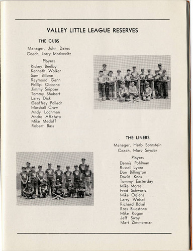 North Hollywood Little League baseball program, 1957