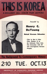 Poster for Henry DeYoung lecture "This is Korea," 1953