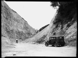 Views at the beginning of construction on the Arroyo Seco road section, Pasadena, 1930