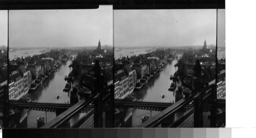 Southwest from the Witte House, showing Rhine & parallel canal. Rotterdam. Netherlands