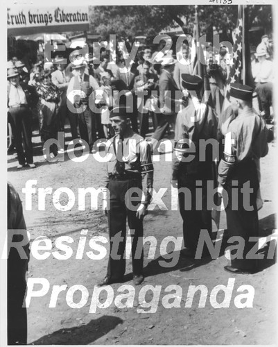 Photograph, German American Bund members march at Hindenburg Park, 1930s