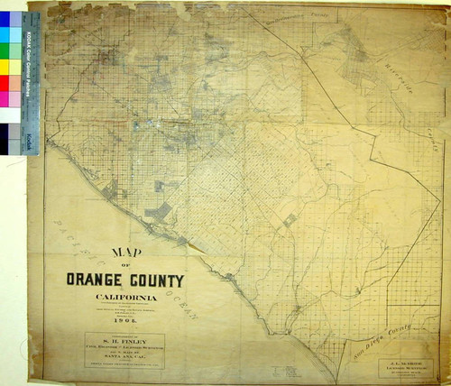 Map of Orange County California and portions of adjoining counties : Compiled from Official Records and Private Surveys / by S. H. Finley, C.E., Santa Ana, Cal