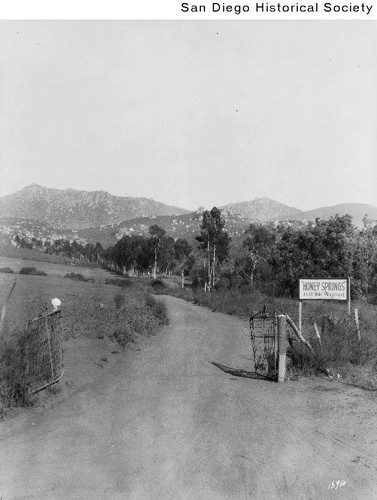 Gated road leading to Honey Springs